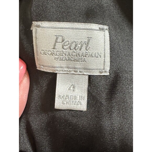 Pearl Georgina Chapman Dress Womens 4 Classic Black Taffeta A Line Sleeveless V - Picture 5 of 7
